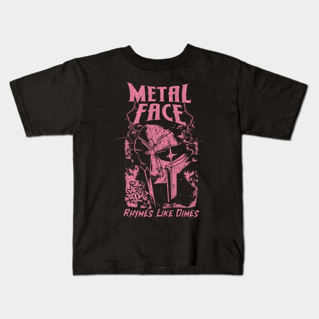 Vintage Bootleg Metal Face Pink Kids T-Shirt by Hoki Tross Creative